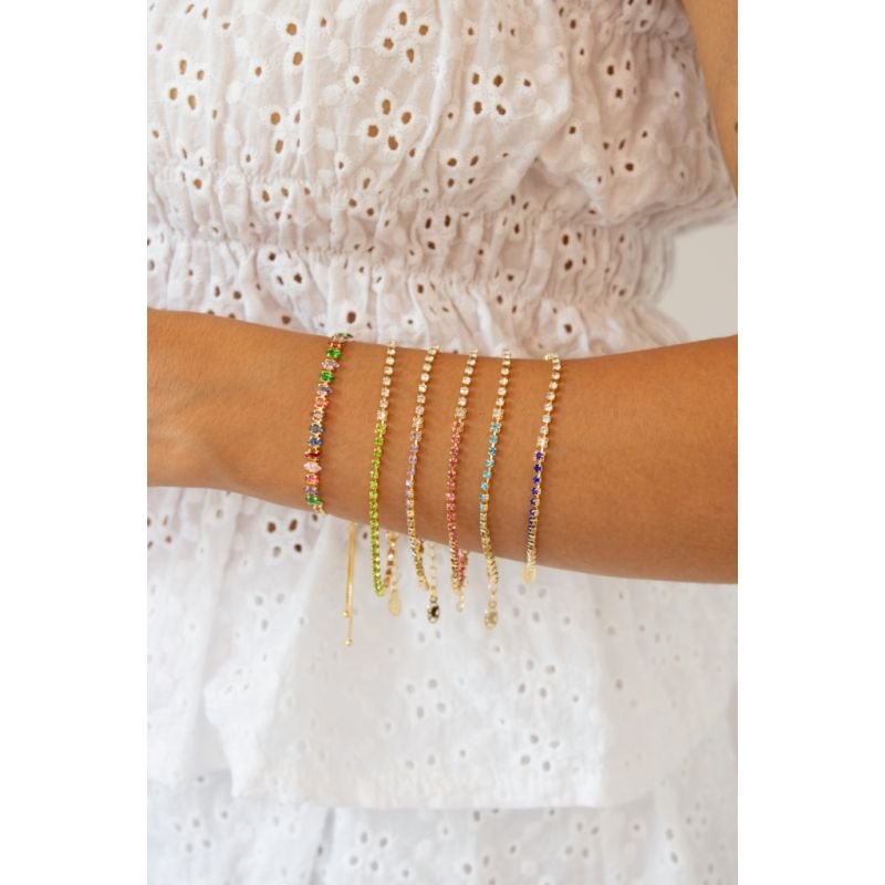 PULSEIRA BILOCOR COM STRASS 18CM + 3CM EM OURO 18K