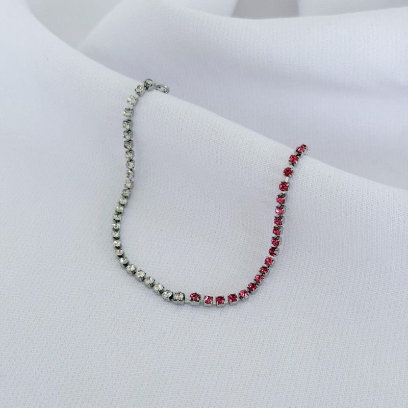 PULSEIRA BILOCOR COM STRASS 18CM + 3CM EM RÓDIO BRANCO