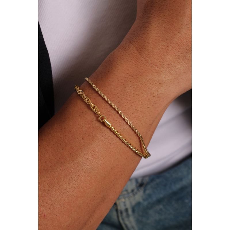 PULSEIRA COM FIO TORCIDO 20CM EM OURO 18K