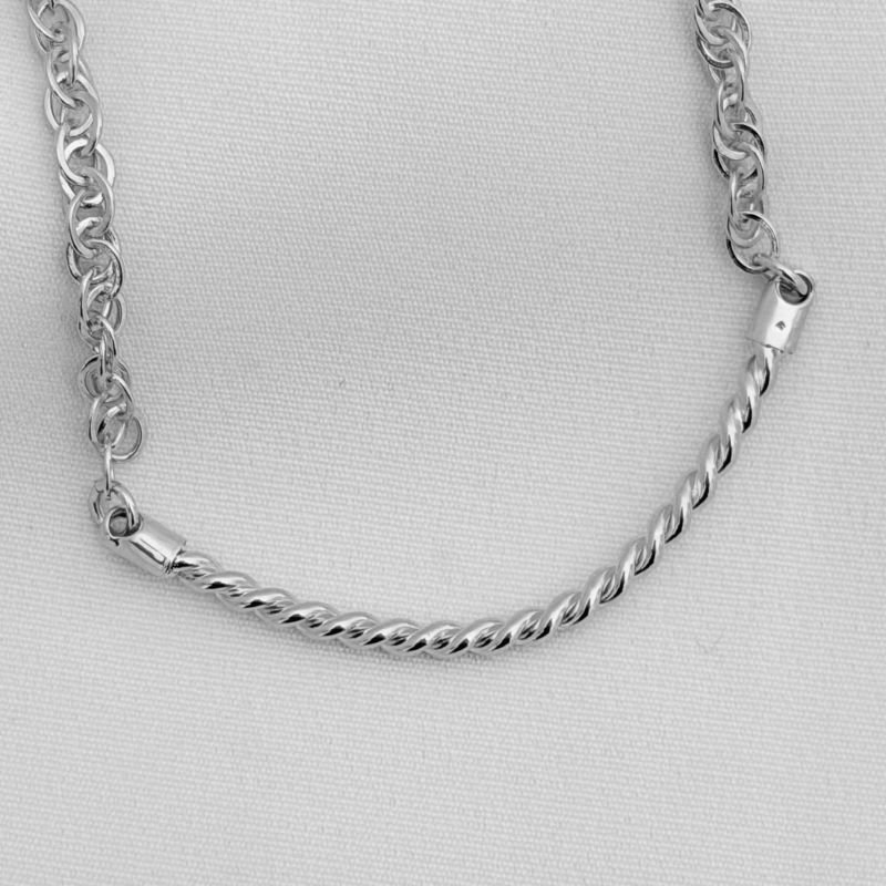 PULSEIRA COM FIO TORCIDO 20CM EM RÓDIO BRANCO