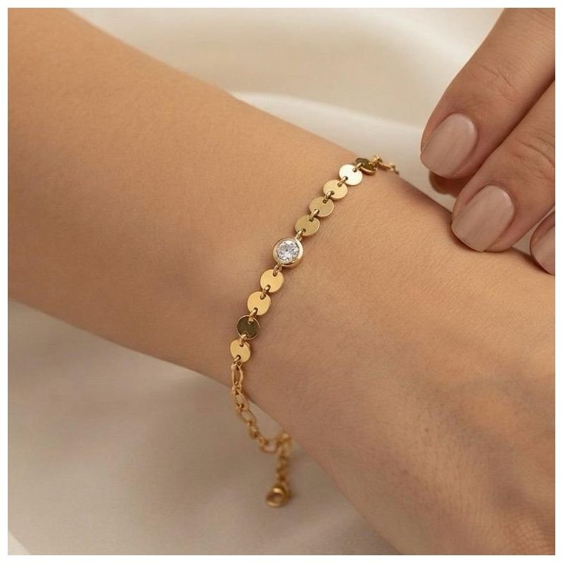 PULSEIRA COM MEDALHAS E ZIRCONIAS EM RÓDIO BRANCO