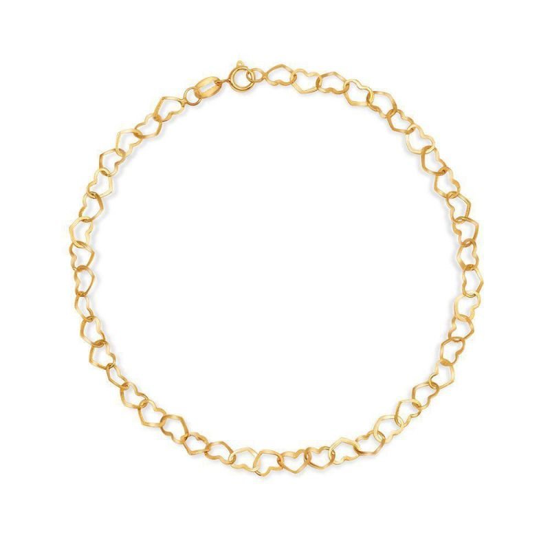 PULSEIRA CORRENTE CORAÇÃO VAZADO EM OURO 18K