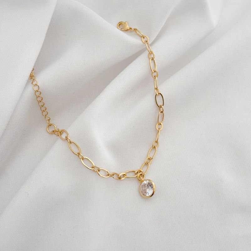 PULSEIRA ELO LONGO COM PONTO DE LUZ 9MM EM OURO 18K