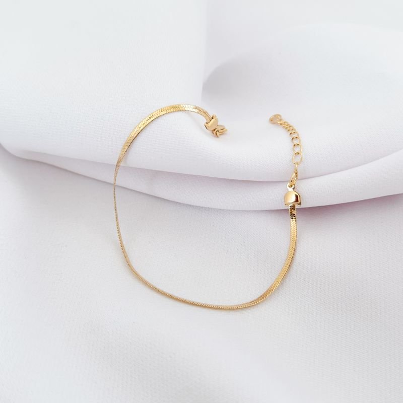 PULSEIRA FITA 2,5MM ESPESSURA 15CM + 4CM EXT EM OURO 18K