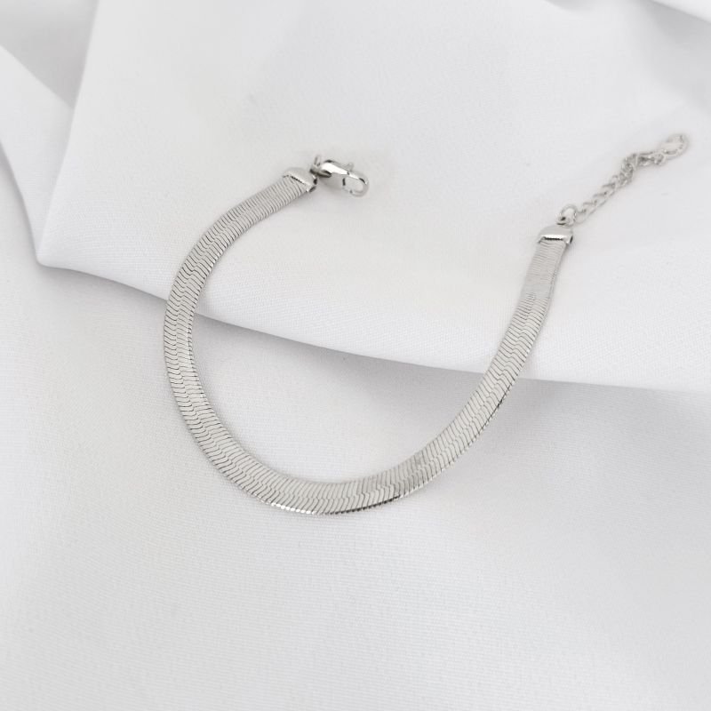 PULSEIRA FITA 5MM EM RÓDIO BRANCO