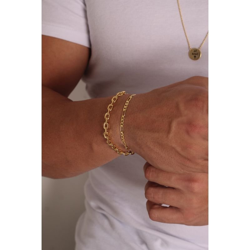 PULSEIRA GROUMET ALTERNADO 20CM EM OURO 18K