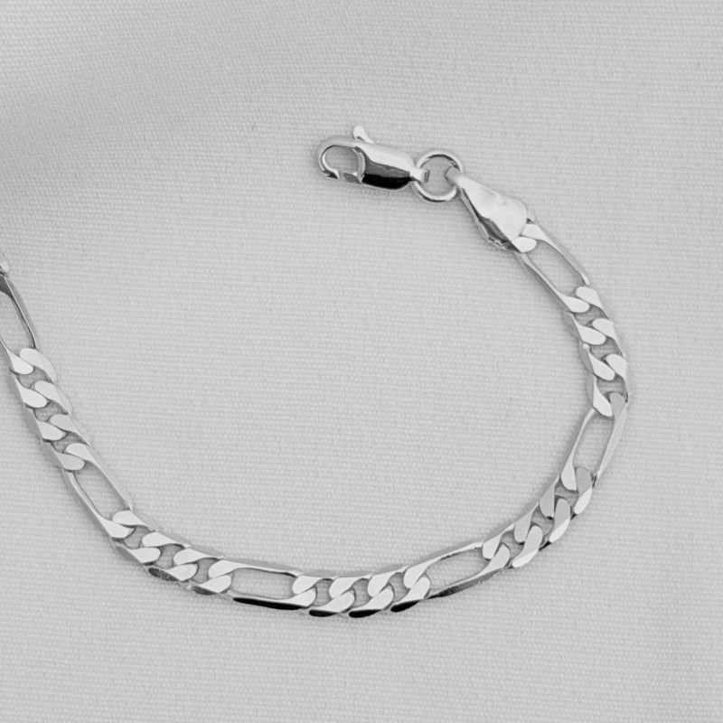 PULSEIRA GROUMET ALTERNADO 20CM EM RÓDIO BRANCO