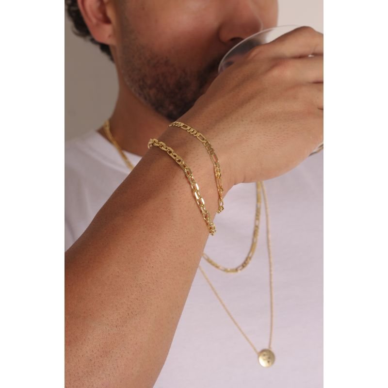 PULSEIRA GROUMET ALTERNADO 20CM EM RÓDIO BRANCO