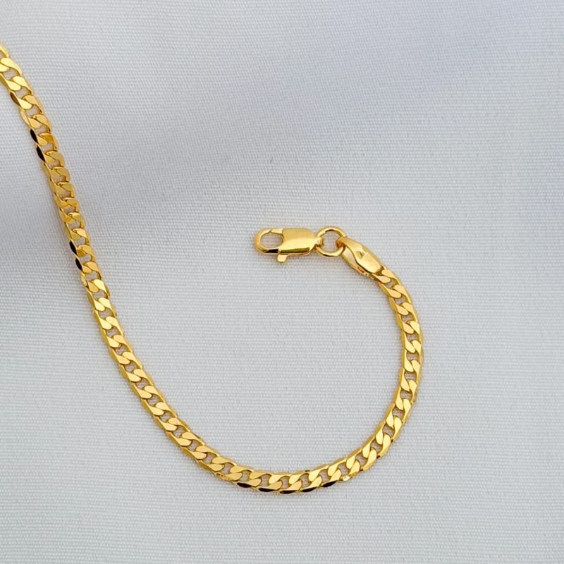 PULSEIRA GROUMET FACETADA DIAMANTADA 1X1 20CM EM OURO 18K