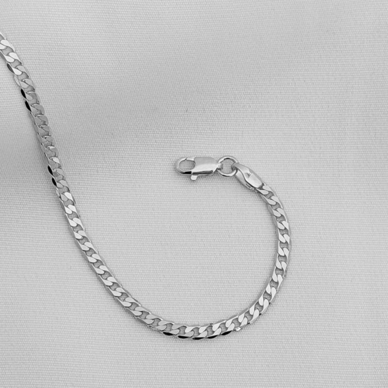 PULSEIRA GROUMET FACETADA DIAMANTADA 1X1 20CM EM RÓDIO BRANCO