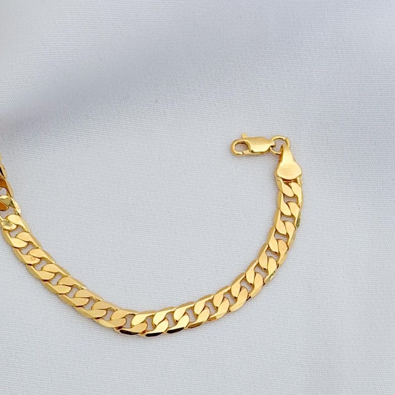 PULSEIRA GROUMET FACETADA DIAMANTADA 1X1 GROSSA 20CM EM OURO 18K