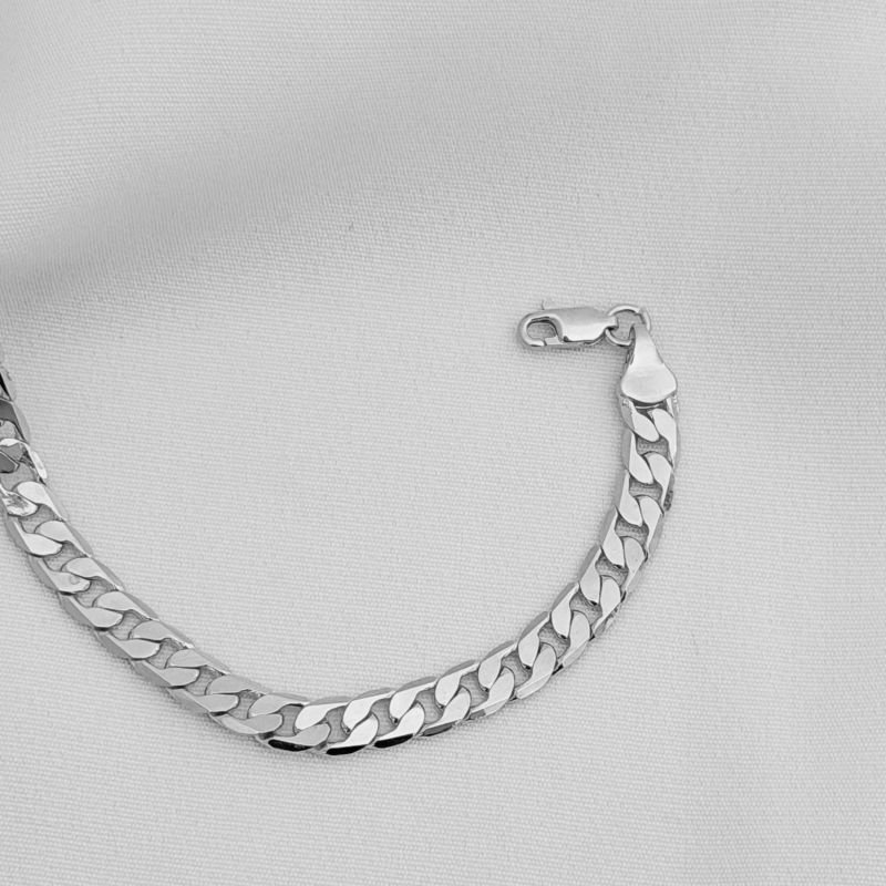 PULSEIRA GROUMET FACETADA DIAMANTADA 1X1 GROSSA 20CM EM RÓDIO BRANCO