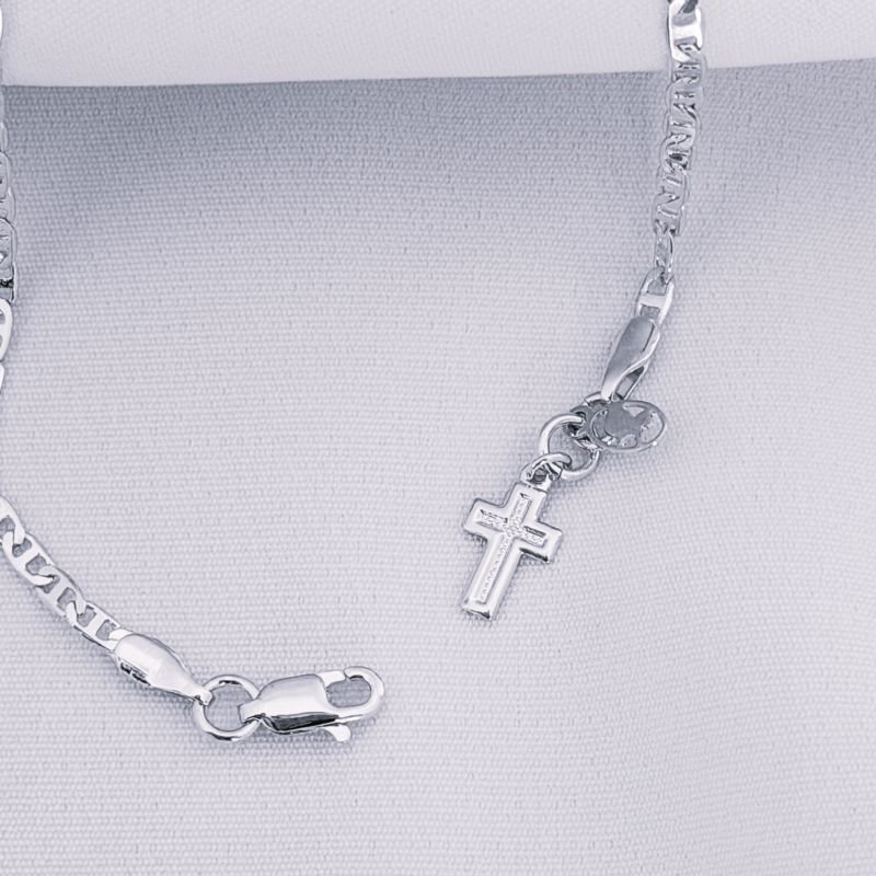 PULSEIRA GUCCI COM CRUZ 20CM EM RÓDIO BRANCO