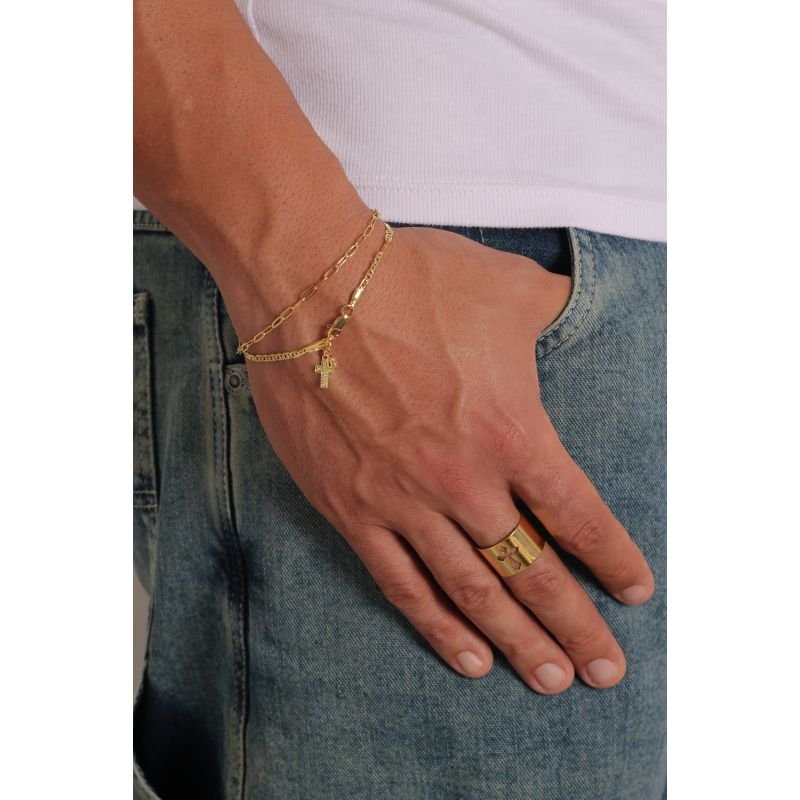 PULSEIRA GUCCI COM CRUZ 20CM EM RÓDIO BRANCO