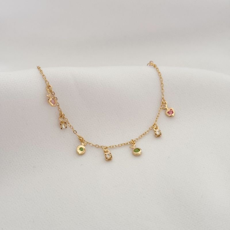 PULSEIRA INFANTIL COM PEROLA E ZIRCONIA CORAÇÃO EM RÓDIO BRANCO