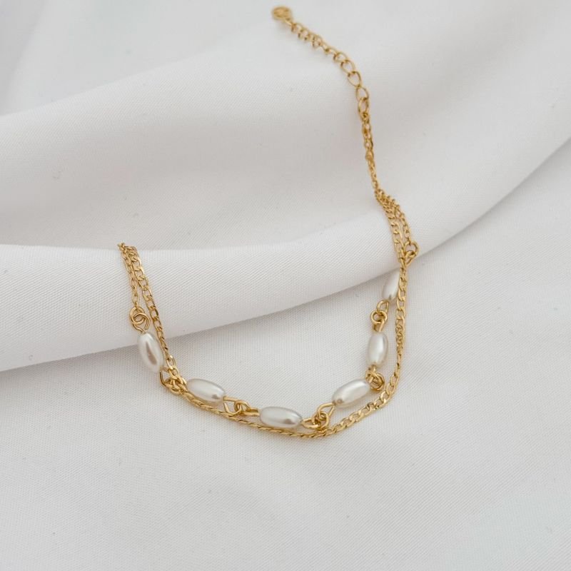 PULSEIRA PEROLA ARROZ EM OURO 18K