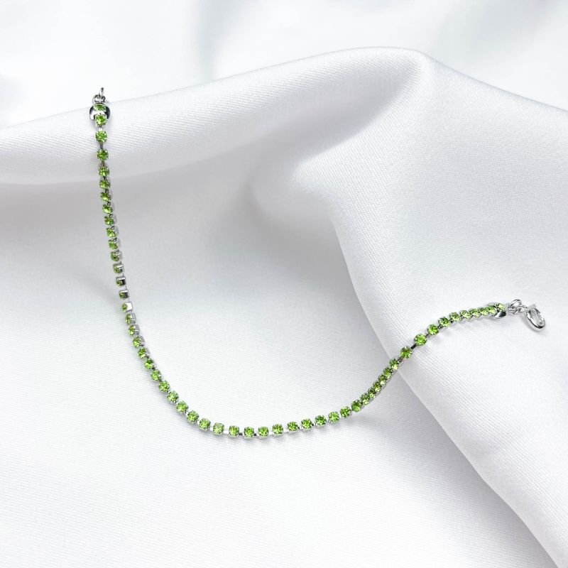 PULSEIRA RIVIERA EM ZIRCONIAS 18 CM + 5 CM EXTENSOR EM RÓDIO BRANCO