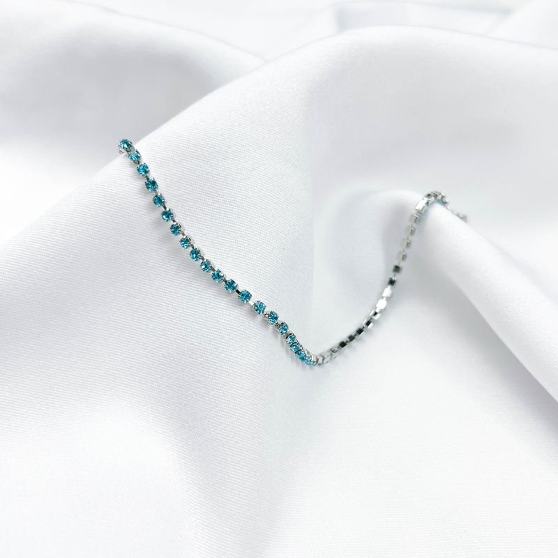 PULSEIRA RIVIERA EM ZIRCONIAS 18 CM + 5 CM EXTENSOR EM RÓDIO BRANCO
