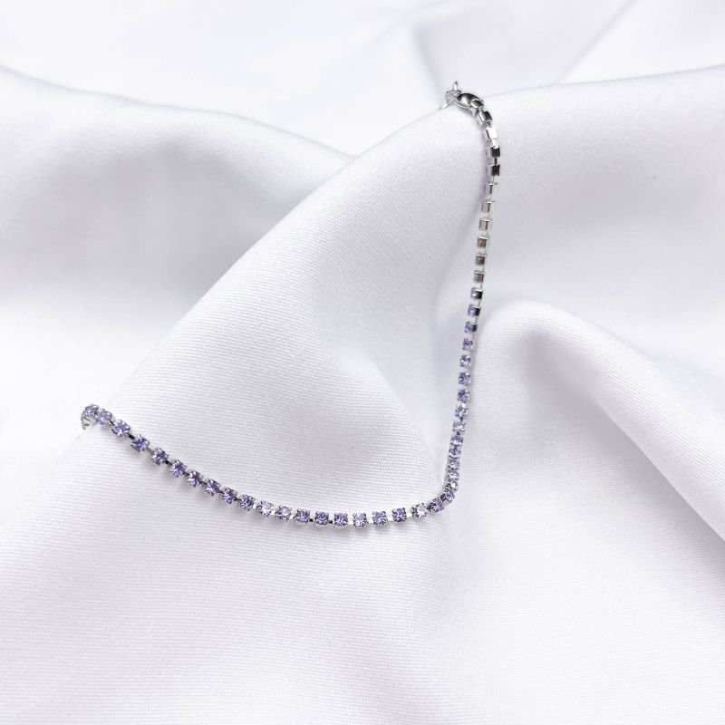 PULSEIRA RIVIERA EM ZIRCONIAS 18 CM + 5 CM EXTENSOR EM RÓDIO BRANCO