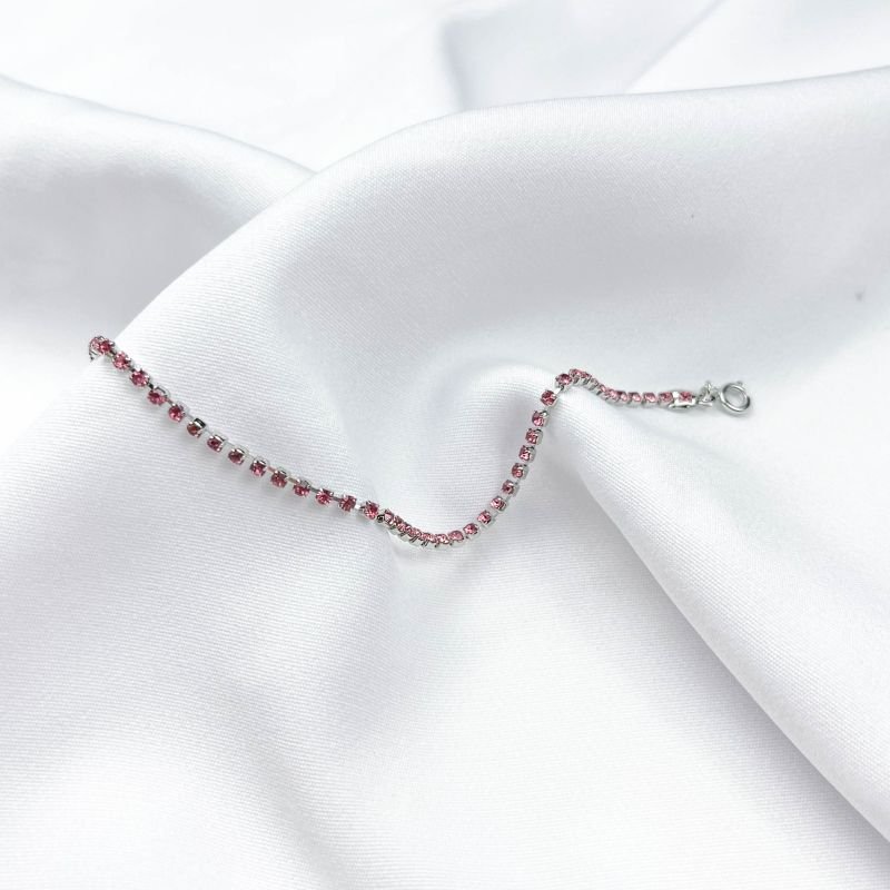 PULSEIRA RIVIERA EM ZIRCONIAS 18 CM + 5 CM EXTENSOR EM RÓDIO BRANCO