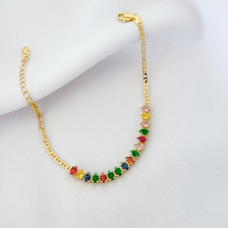PULSEIRA RIVIERA GOTAS COLORS COM GUCCI EM OURO 18K