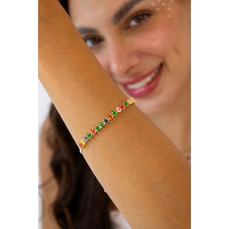 PULSEIRA RIVIERA GOTAS COLORS COM GUCCI EM OURO 18K