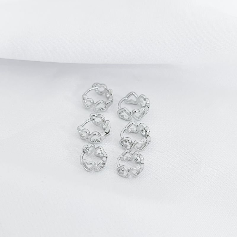 TRIO ARTICULADO CORAÇÃO EM RÓDIO BRANCO