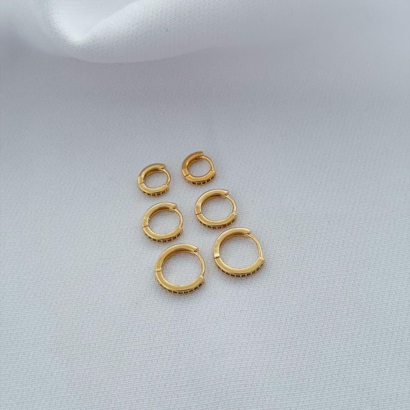 TRIO ARTICULADO FINO COM FILEIRA DE ZIRCONIA EM OURO 18K