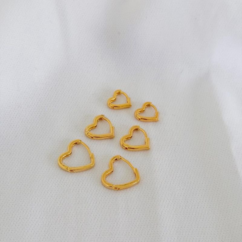 TRIO ARTICULADO LISO CORAÇAO EM OURO 18K