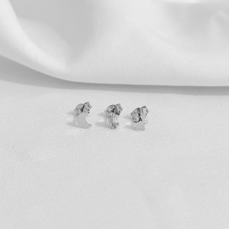 TRIO ESTRELA, LUA E NAVETE EM RÓDIO BRANCO