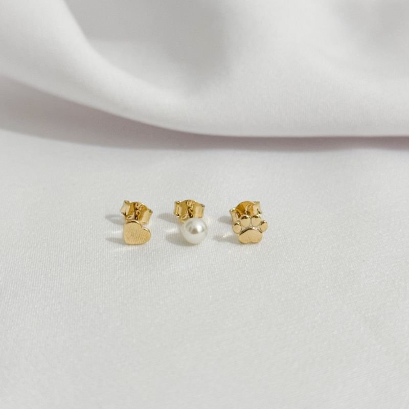 TRIO PATA, CORACAO E PEROLA EM OURO 18K