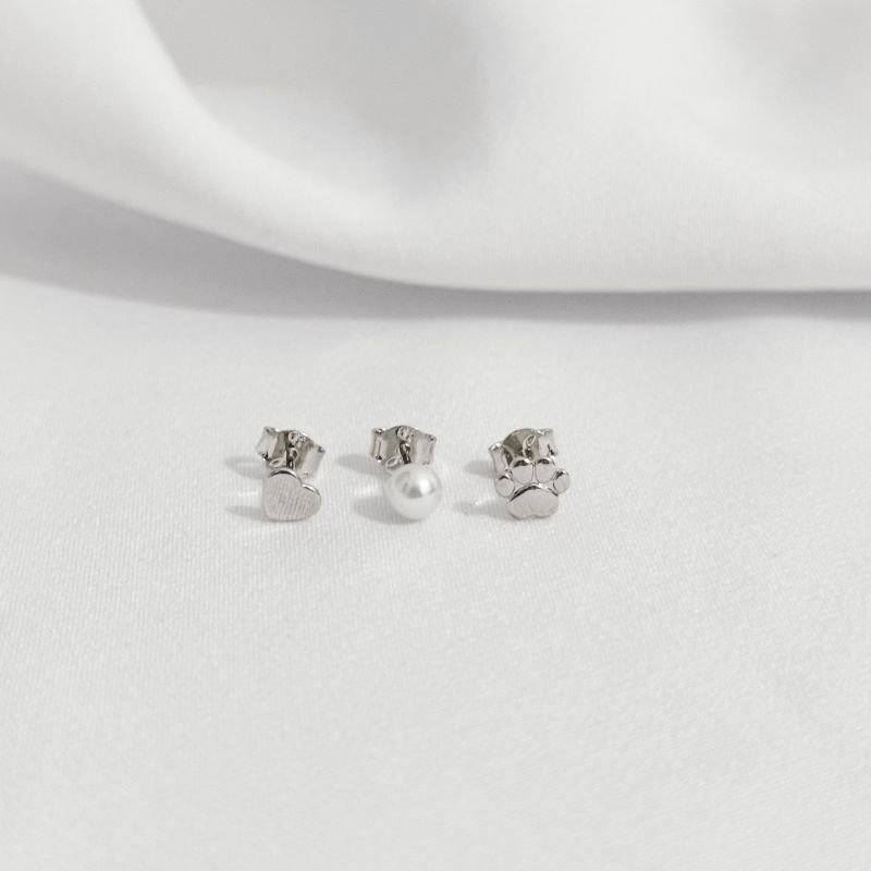 TRIO PATA, CORACAO E PEROLA EM RÓDIO BRANCO