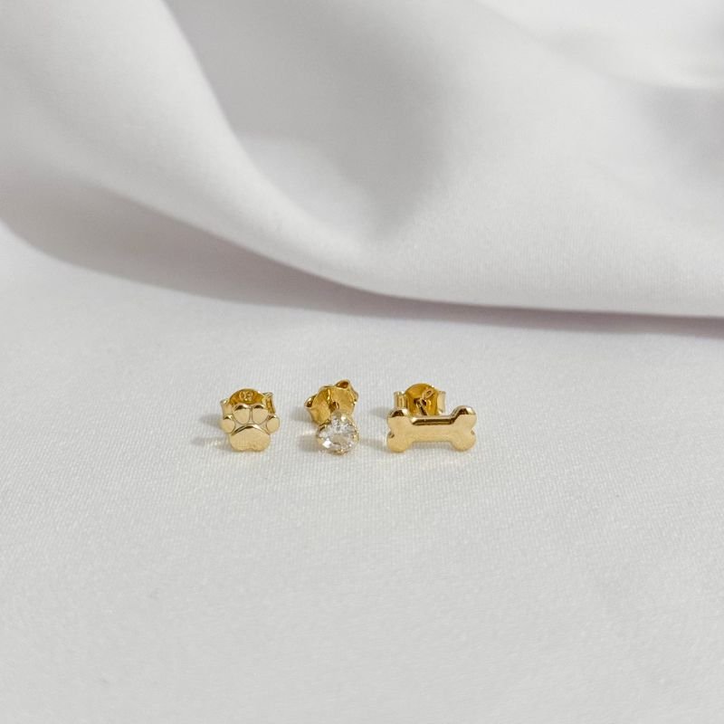 TRIO PATINHA, OSSO E CORACAO EM OURO 18K