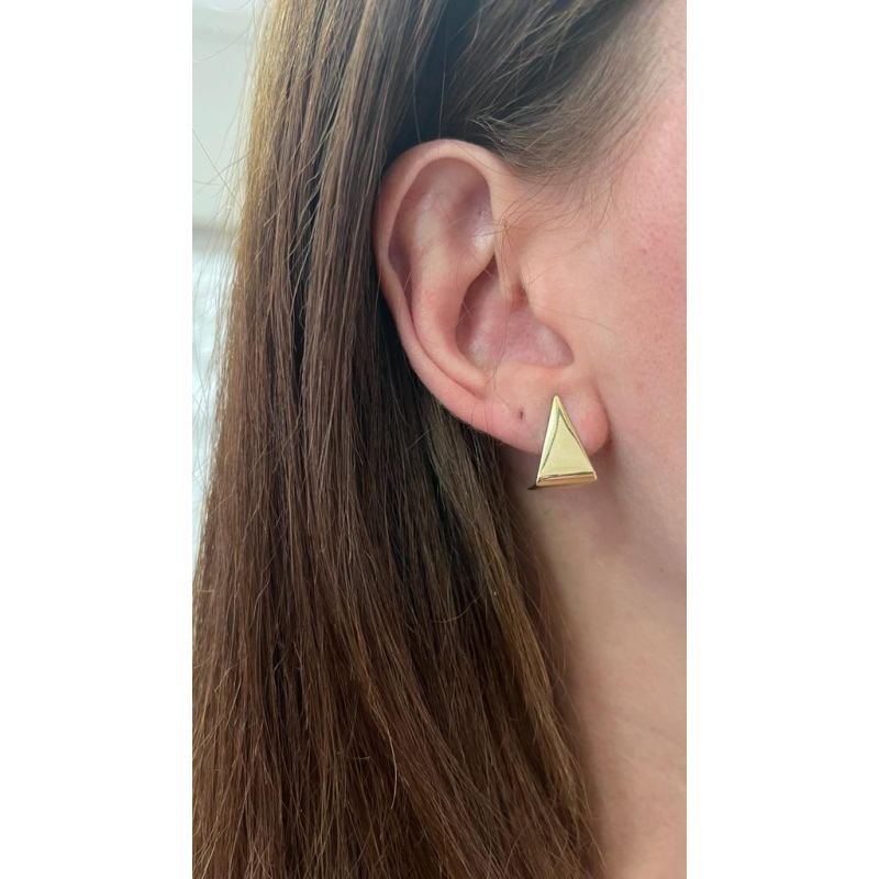 EARHOOK LISO GEOMÉTRICO EM OURO 18K